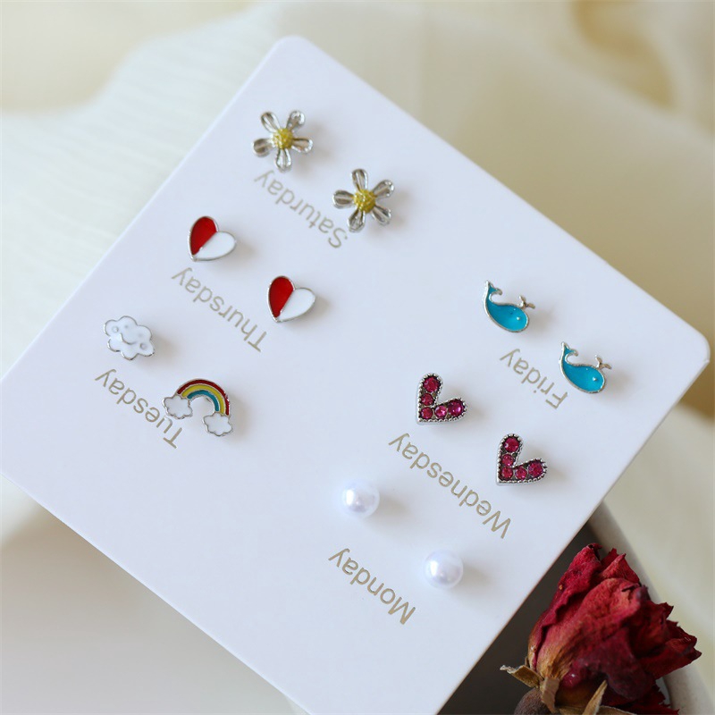 6 Pcs/Anting-Anting Set Korea Fashion Anting-Anting Ins Sederhana