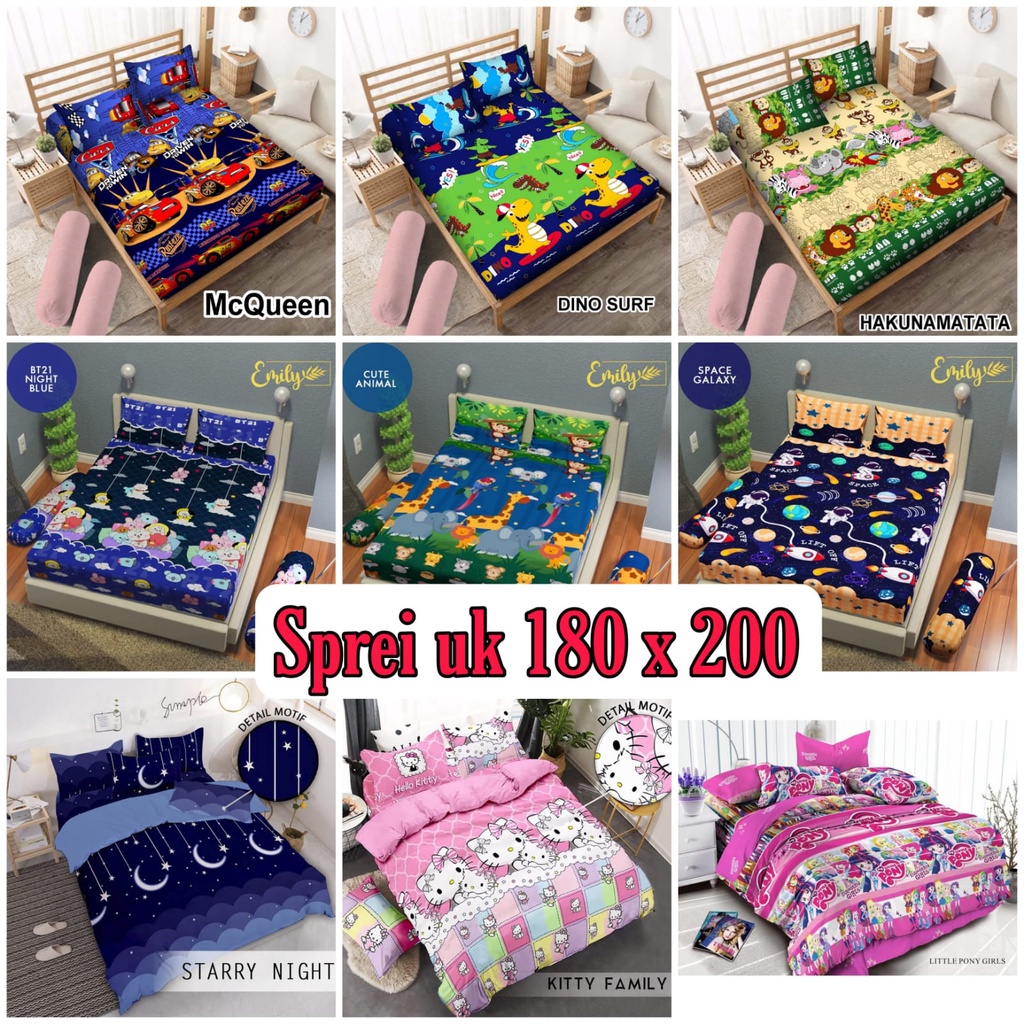 sprei karakter bahan katun halus khusus ukuran king 180 x 200