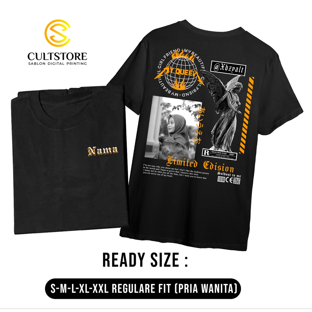 KAOS COSTUM Desain Aesthetic Kaos Foto Bucin Viral Kaos Sablon Foto DTF UKURAN A4