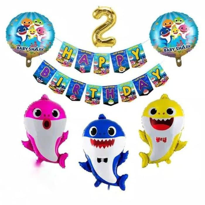 Jual Party | Set Balon Foil Baby Shark Ulang Tahun / Happy Birthday