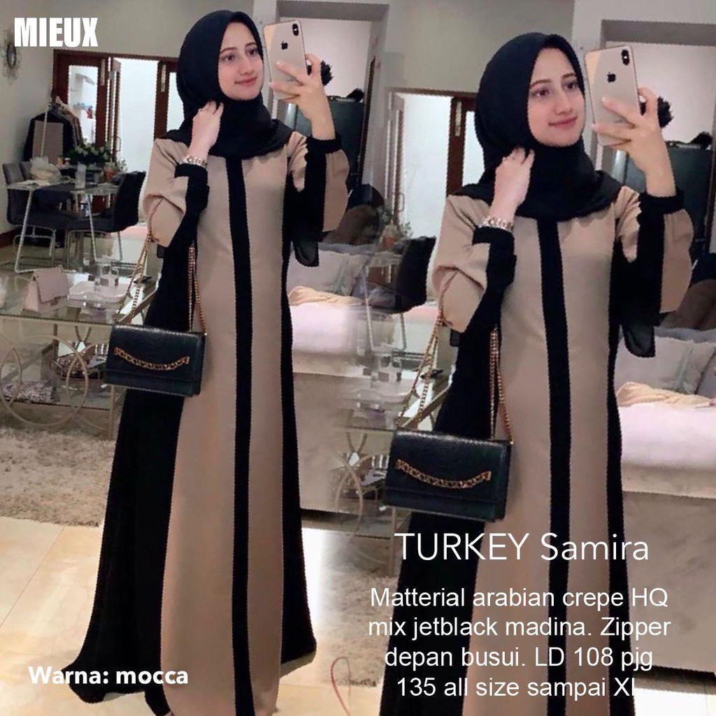 GAMIS TURKEY SAMIRA Dress polos LD 110 TURKEY ARABIAN CREPE  jetblack original mieux