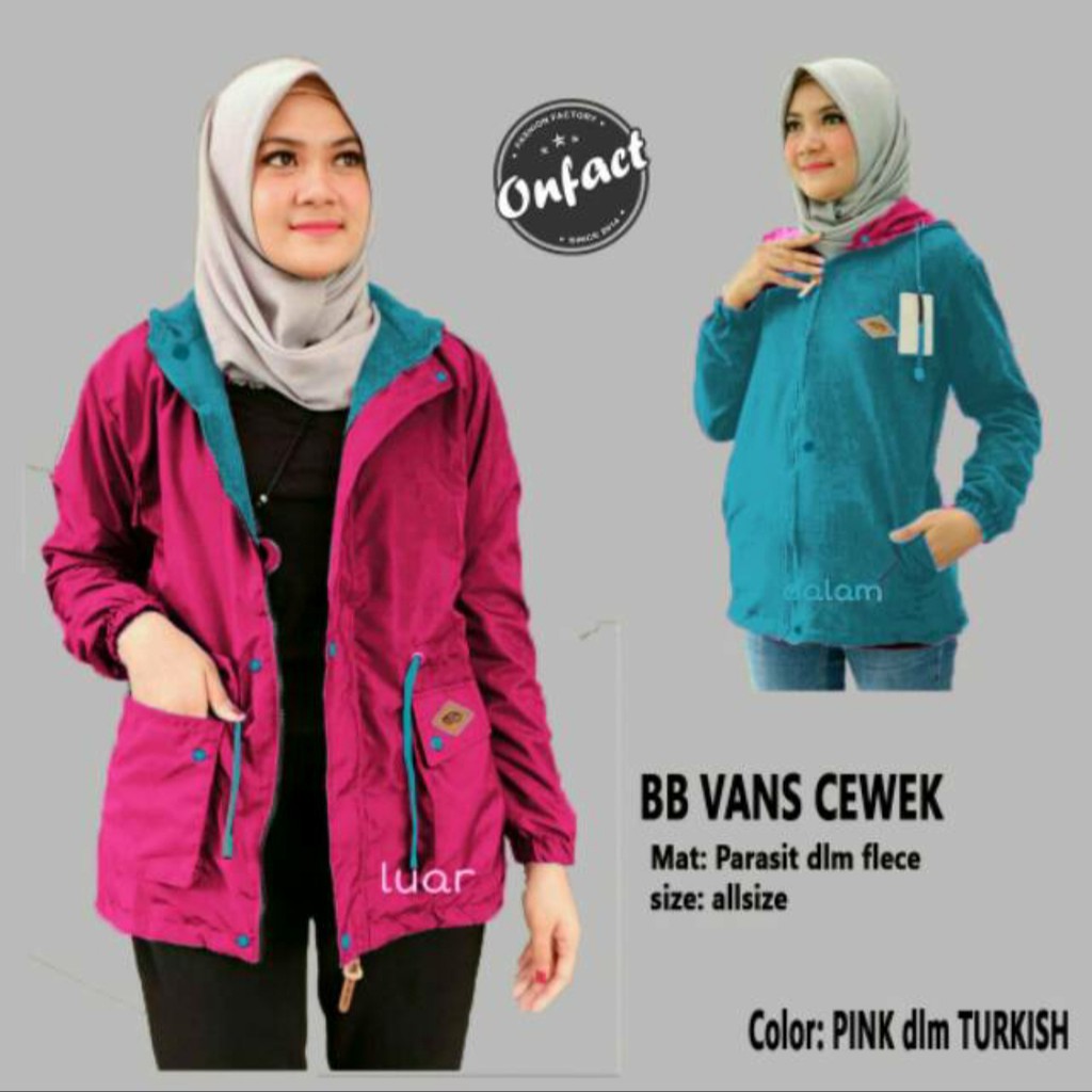 JAKET PARKA WANITA BOLAK BALIK JAKET WANITA PARKA BB MURAH JAKET PARKA CEWEK JAKET PARASUT WANITA-Pink Turkish