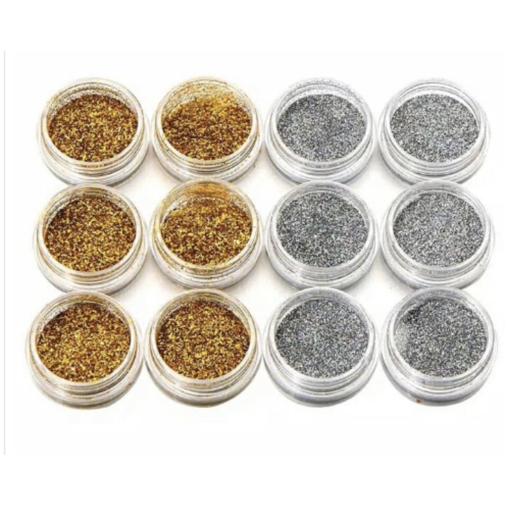 Glitter gold silver pot 5gram hiasan nailart ombre slime Produk Good Quality