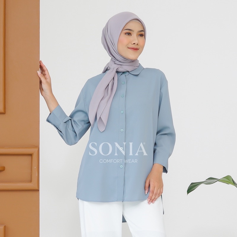 Bianca Top B2316 - SONIA / Kemeja Wanita Chiffon Premium Korea / Kemeja Wanita Sifon Lengan Panjang / Kemeja Wanita Premium / Basic sifon kemeja wanita BEST SELLER-6