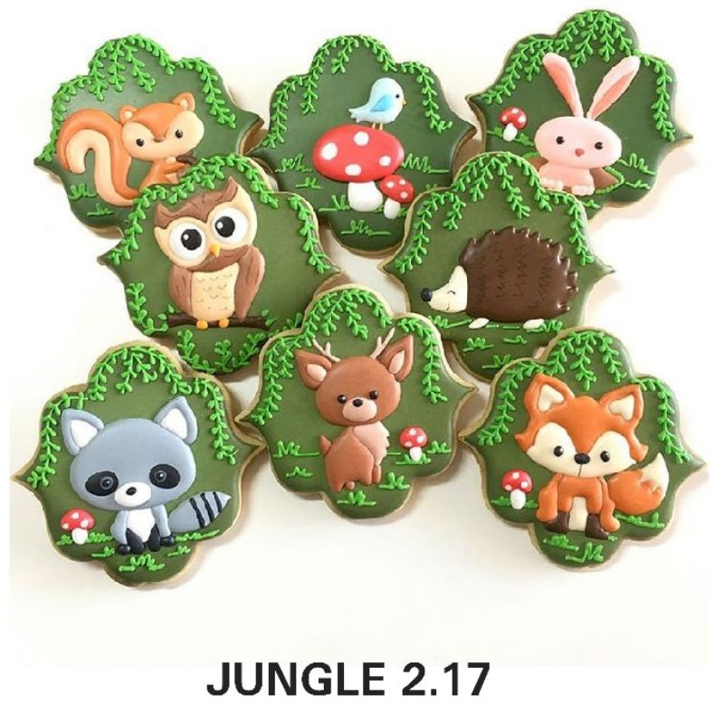 

IHANALICIOUS Butter Cookies tema JUNGLE 2 Hewan Animal Singa Jerapah Monyet (kukis hias karakter)