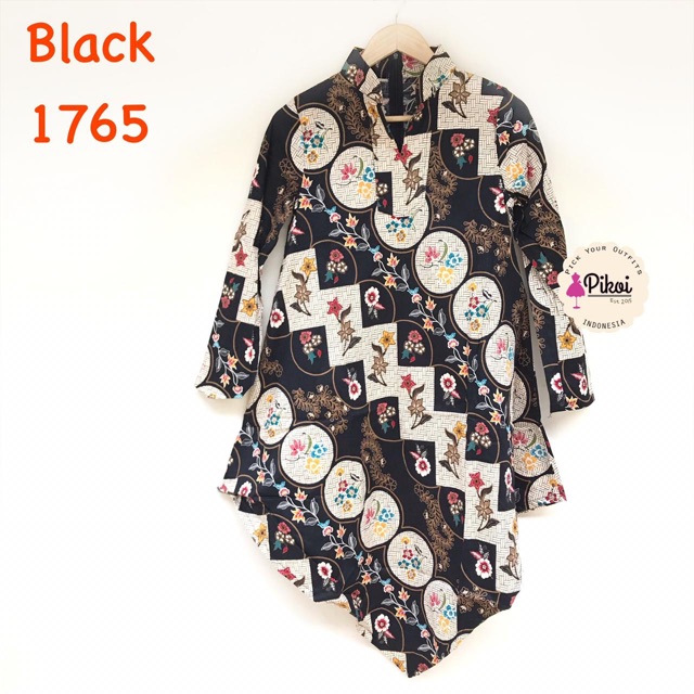 Tunik batik murah / tunik batik hijaber / tunik hitam murah / tunik wanita cantik / tunik lucu /1765