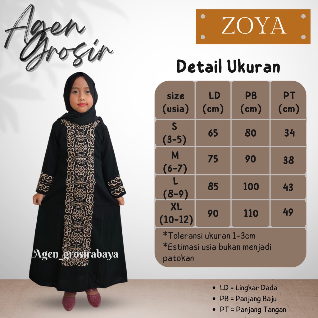 ABAYA ANAK PEREMPUAN ZOYA ABAYA ANAK MURAH ABAYA HITAM ABAYA ARAB DREES ANAK TERLARIS