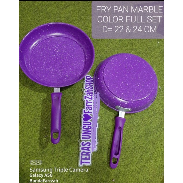 fry pan set isi 2pcs teflon ungu bahan marble 24 cm