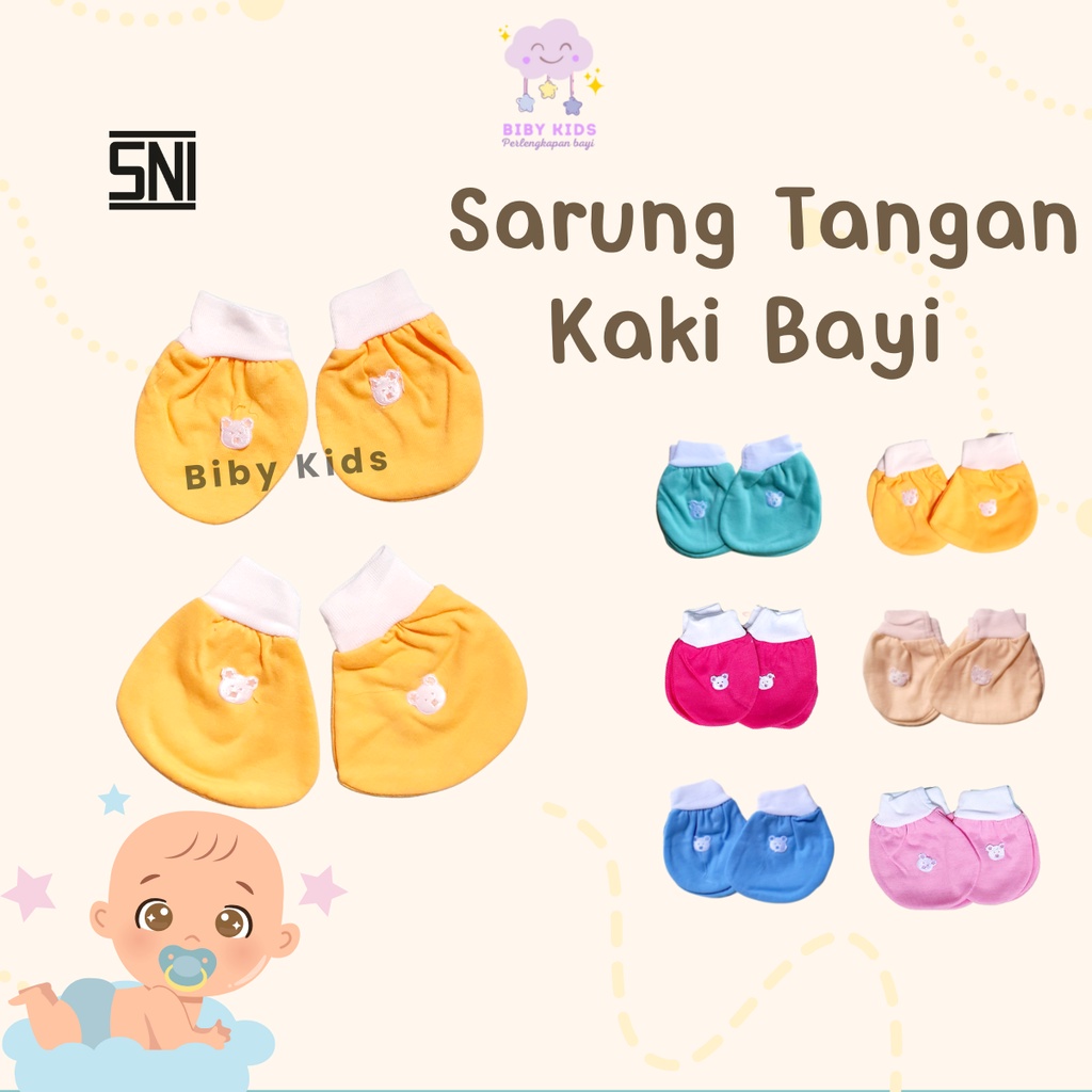 SNI Sarung Tangan Bayi Set Sarung Kaki Murah Perlengkapan Baby Baru Lahir Newborn Unisex Motif Lucu