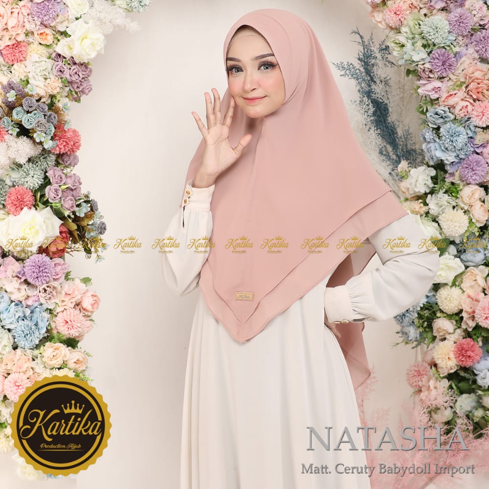 Jilbab Instan Khimar Nathasa Ceruty 2 Layer  Pad Antem By Kartika