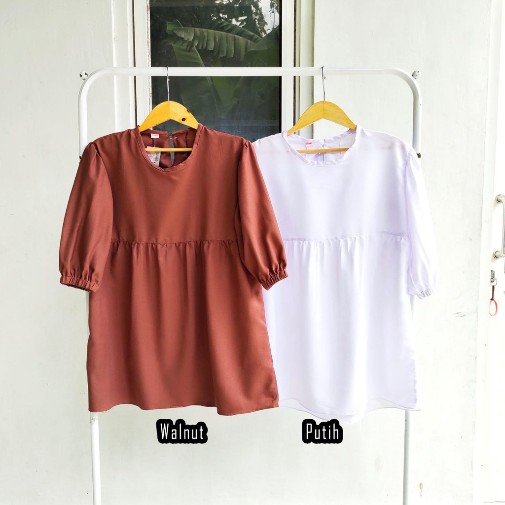 TM 30- COD Kemeja tunik wanita remaja cewek L ld 100 cm panjang murah busui kancing depan