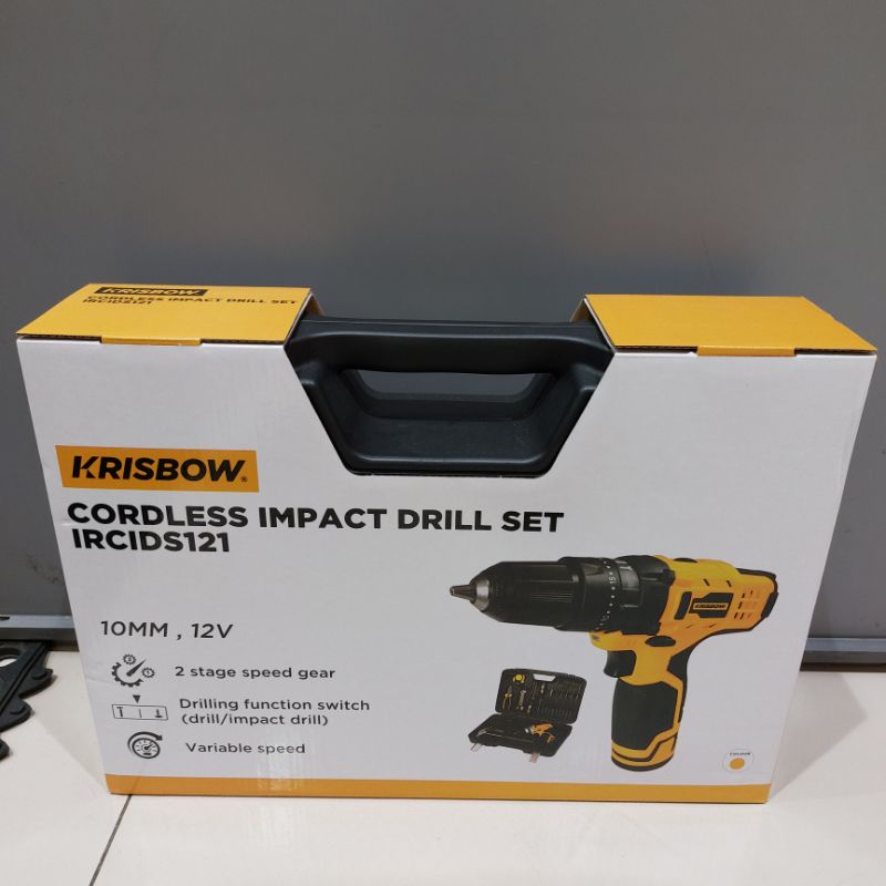 Krisbow cordless impact drill bor listrik tanpa kabel 12v