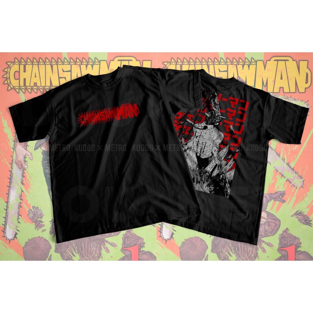 Kaos Chainsaw Man Black Anime Manga Premium Unisex