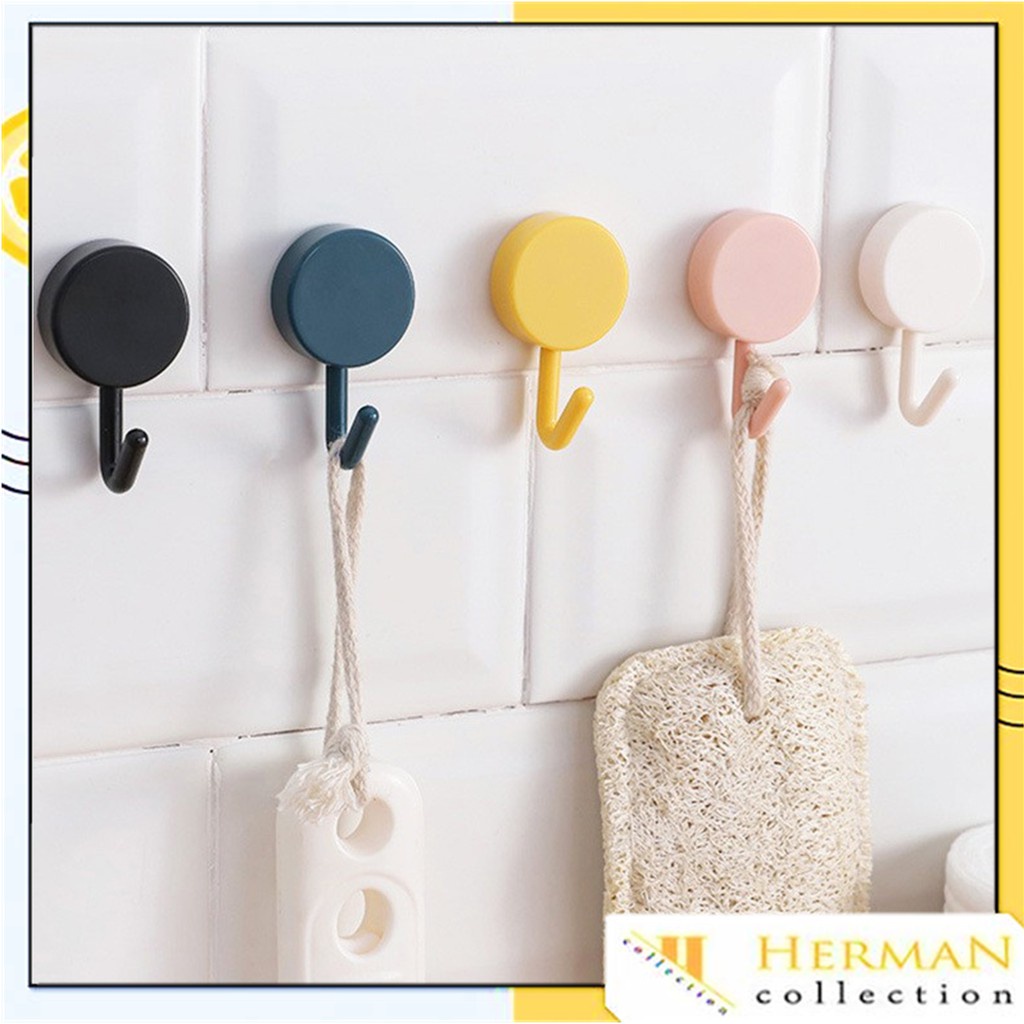 Hook Wall Gantungan Dinding Lem Rekat dan Kuat Bulat Polos Tempel Tembok Serbaguna Multifungsi Cod