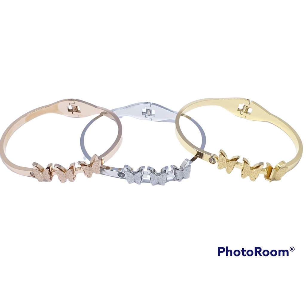 Gelang Bangle Kupu-Kupu Titanium  ANTI KARAT SELAMANYA GT73 PGM