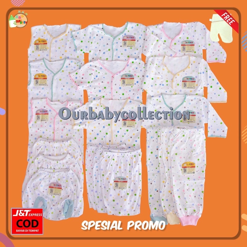 PAKET BAJU BAYI POLKADOT/BAJU BAYI BARU LAHIR MURAH/BAJU NEWBORN PANJANG PENDEK KUTUNG POLKADOT-Polkadot Saffenda
