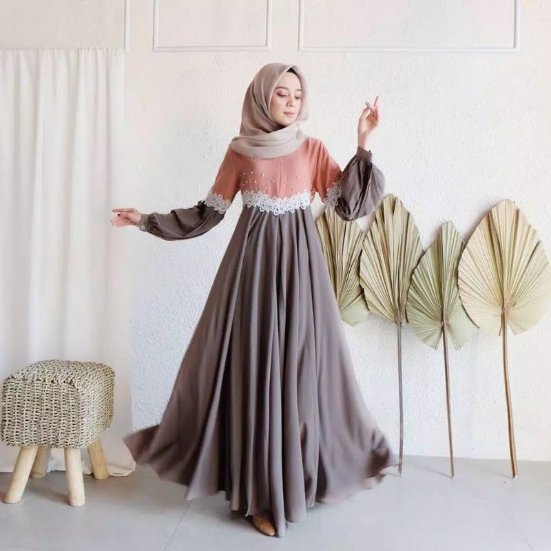 Gamis mutiara clarissa dress pakaian wanita fashion muslim