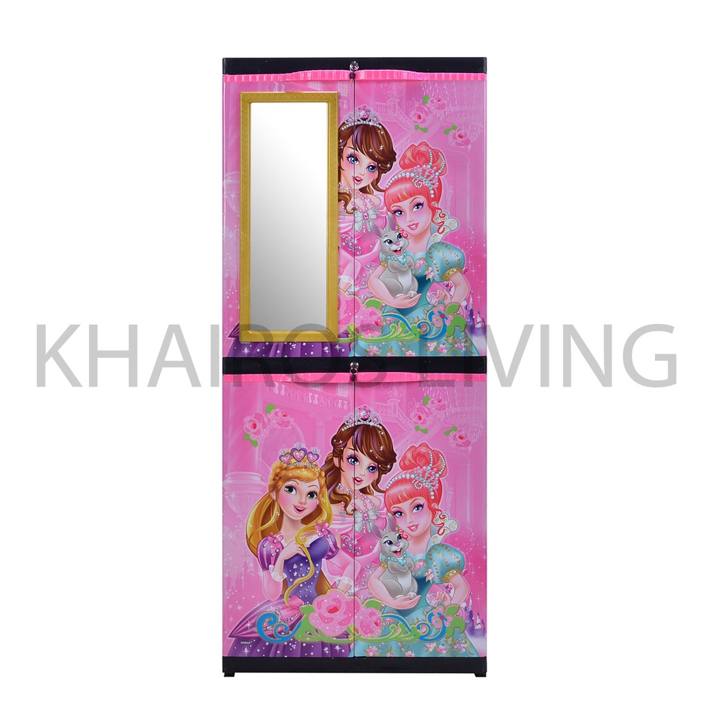 Lemari Plastik Sinbak Kaca 4 Susun Kunci Princesss