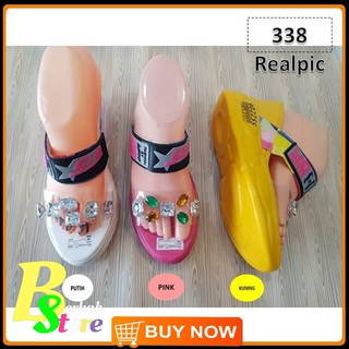  Sandal  Wedges Karet Tali  Silang Eire Korean  Import Murah 