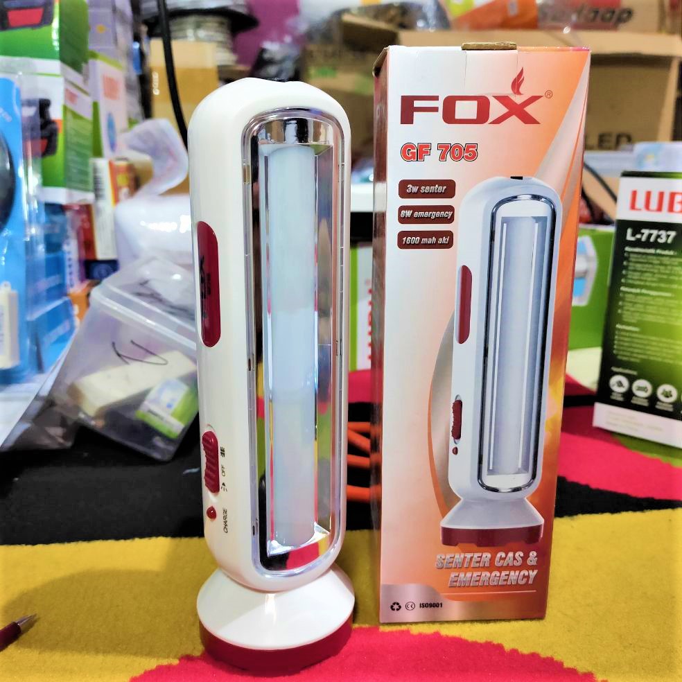 Senter fox GF 705 / 706 Emergency Super Terang led emergency panjang besar padam listrik lampu darurat