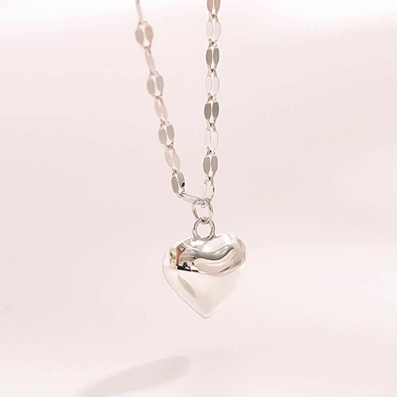Kalung Rantai Sterling Silver 925 100% Adjustable Dengan Liontin Hati Klasik Untuk Wanita
