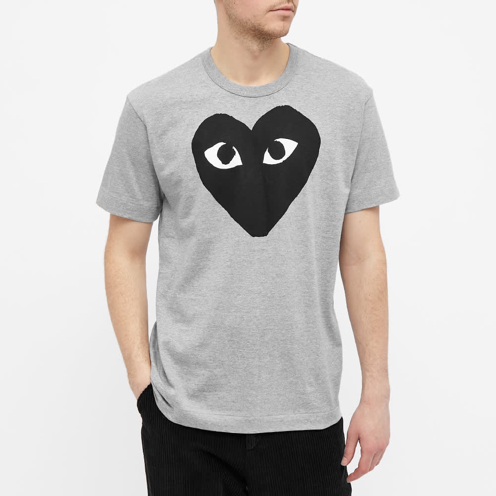 CDG Men Big Black Heart Tee Grey 100% Authentic