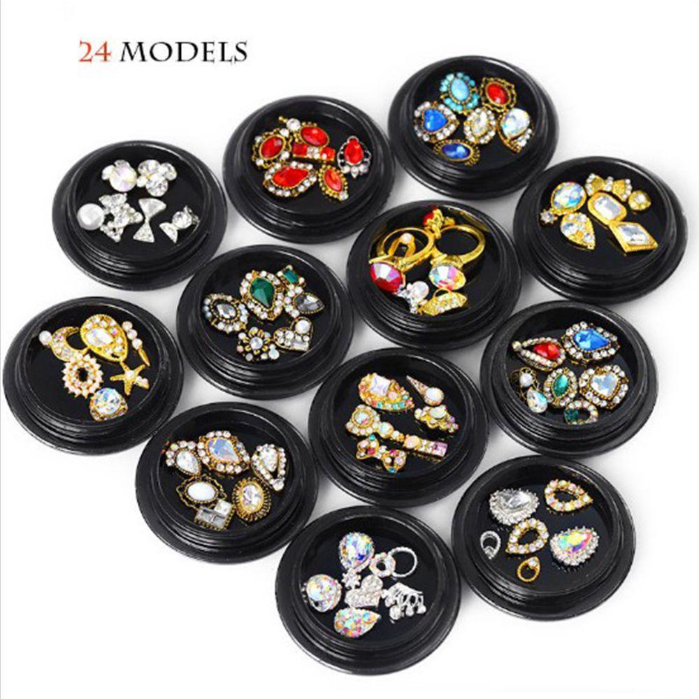 AUGUSTINA Augustina Nail Art Charms 6Pcs /Set Tips 3D Warna-Warni Manicure Charm Kaca Oktagonal Studs Alloy Crystal