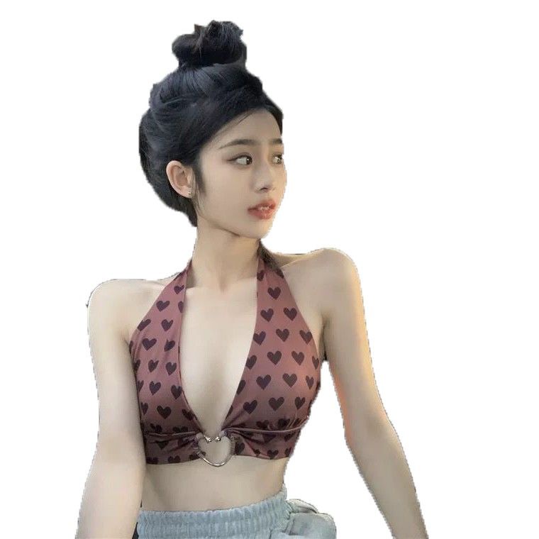 Suhao Xia memakai gaya Eropa dan Amerika murni keinginan manis hot girl sexy backless halter kamisol wanita tube top tanpa lengan atasan pendek