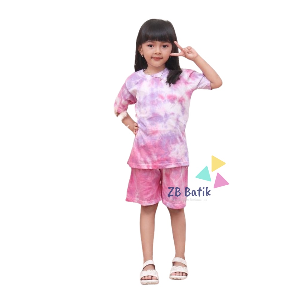 Setelan Baju Anak Tie Dye Usia 1-10 Tahun Untuk Anak Laki-laki dan Perempuan Stelan Kaos Main Harian Anak Murah