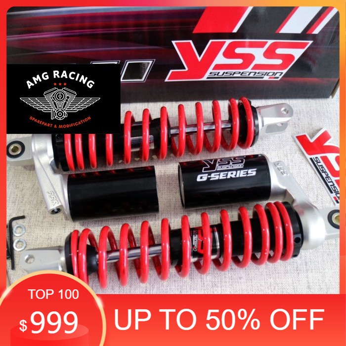 YSS PROMO Shockbreaker Shock Aerox 155 Merah YSS G PLUS 305 mm Tabung atas Hitam