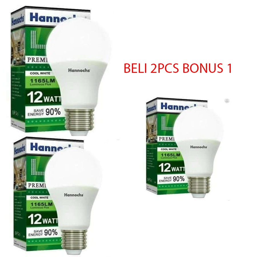 Hannochs Premier Lampu Led 12 Watt Beli 2 Bonus 1 - Putih