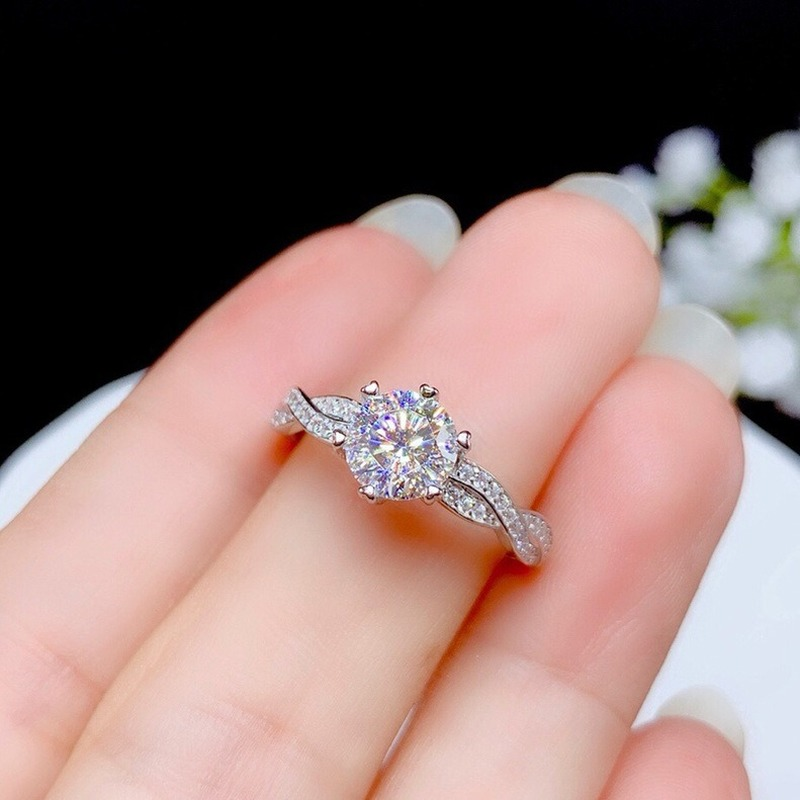 Perak 925 Asli Berlian Kristal Cincin Untuk Wanita Fashion Perhiasan Aksesoris Berlian Imitasi Silver Rings