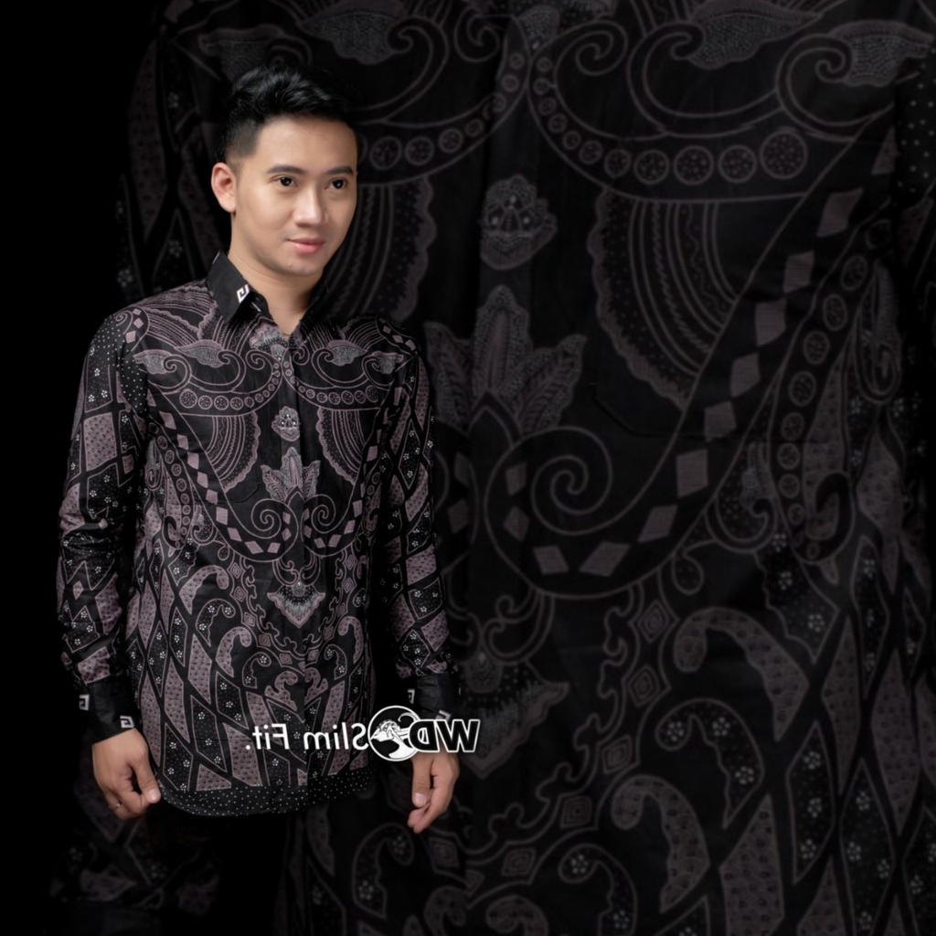 Batik Pria Lengan Panjang BATIK NAKULA HRB026 motif KERATONAN Kode 002 size M L XL XXL Reguler