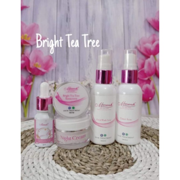 MARWAH SKINCARE UNTUK KULIT NORMAL / PAKET BRIGHT TEA TREE 100% original free pouch
