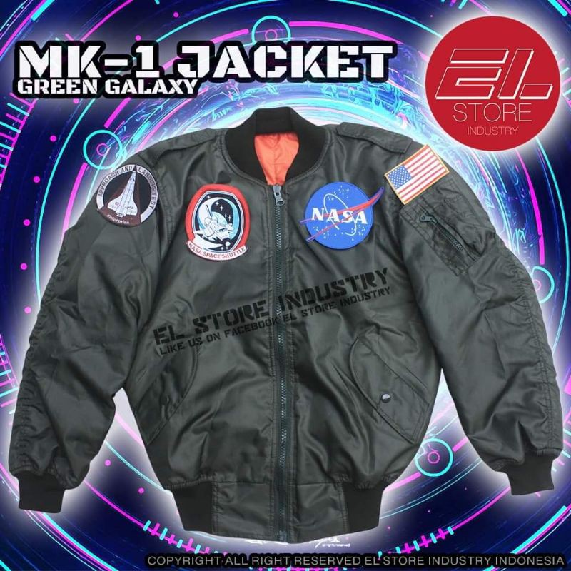 Jaket bomber pilot harian pria nasa el store industry