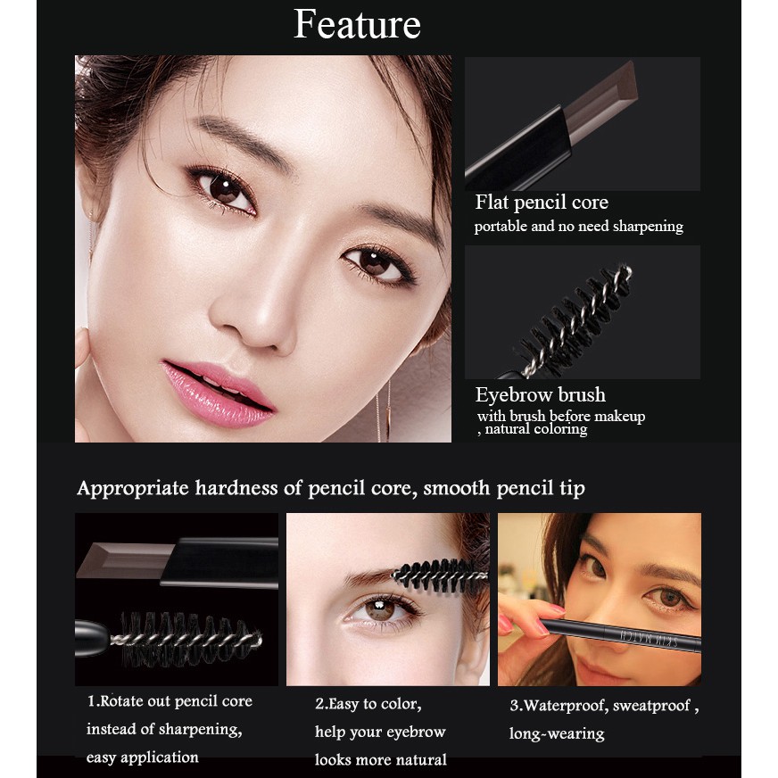 SKIN MATCH Magic Automatic Eyebrow Pencil Set Eyebrow Tattoo Pen 3-Color Long-lasting Waterproof