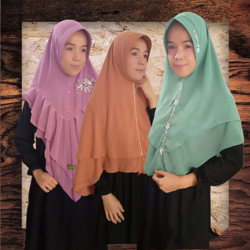 Khimar Ceruty 2 layer pet variasi payet