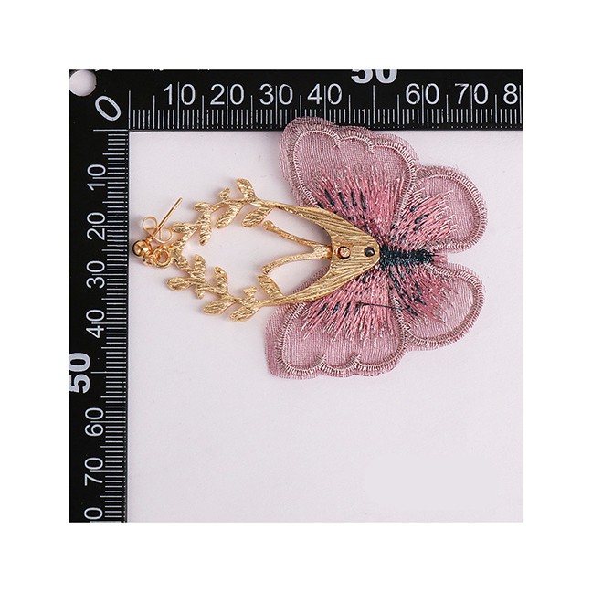 LRC Anting Tusuk Fashion Chiffon Lace Butterfly Earrings With Diamonds D80439