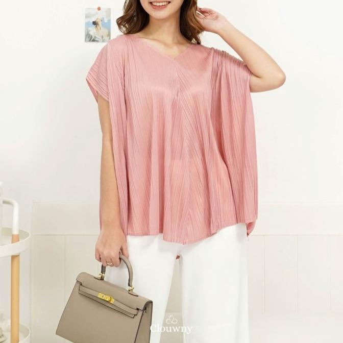CLOUWNY - Atasan Wanita Licya Pleats Top Premium Pleats Diminati Banget