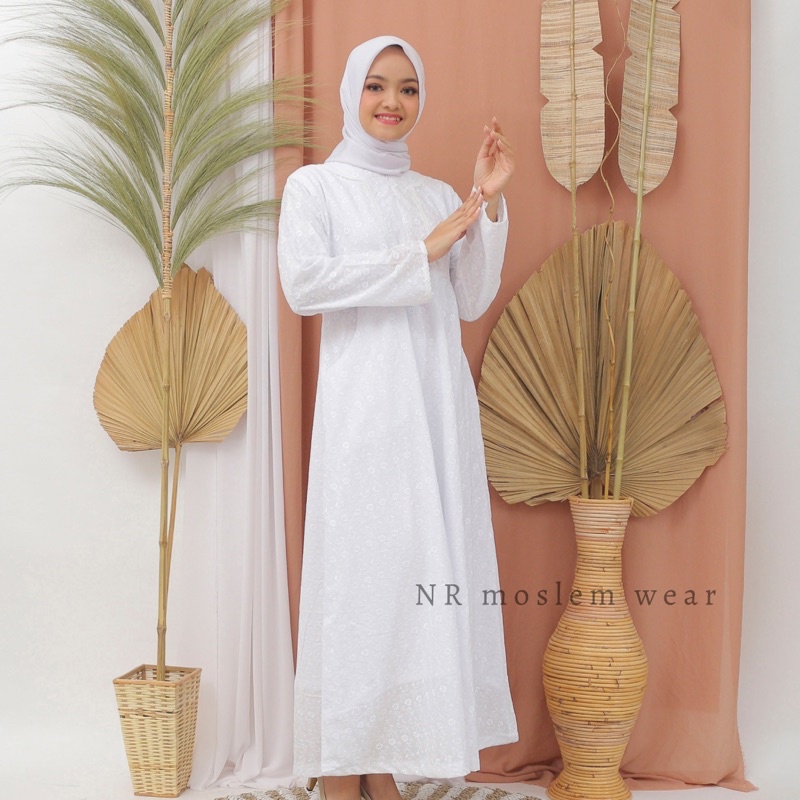 GAMIS PUTIH WANITA , GAMIS HAJI UMROH , PERLENGKAPAN HAJI UMROH ( kode GOP02 )