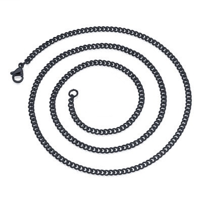 Flat horse whip chain single chain metal necklace, all-match classic accessory gold silver black