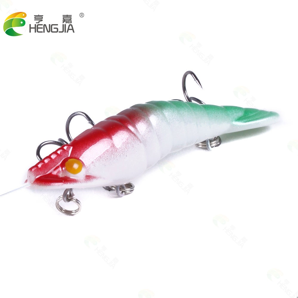 Hengjia 1pc Umpan Pancing Hard Bait Bentuk Udang Mata 3d 8.5cm / 8.3g Dengan 2 Kail