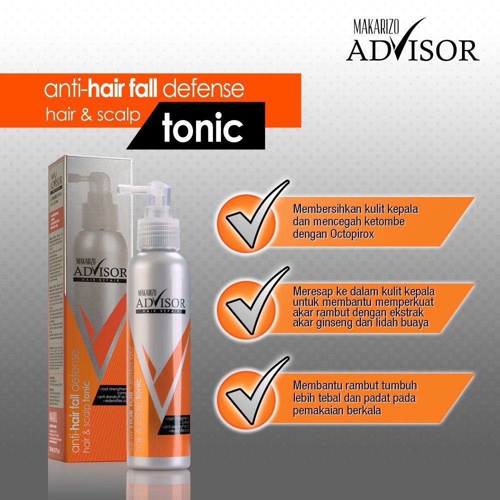 Makarizo Advisor Hair Tonic 2 in 1 Untuk Rambut Rontok Dan Ketombe