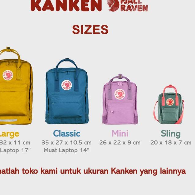 ukuran tas kanken classic