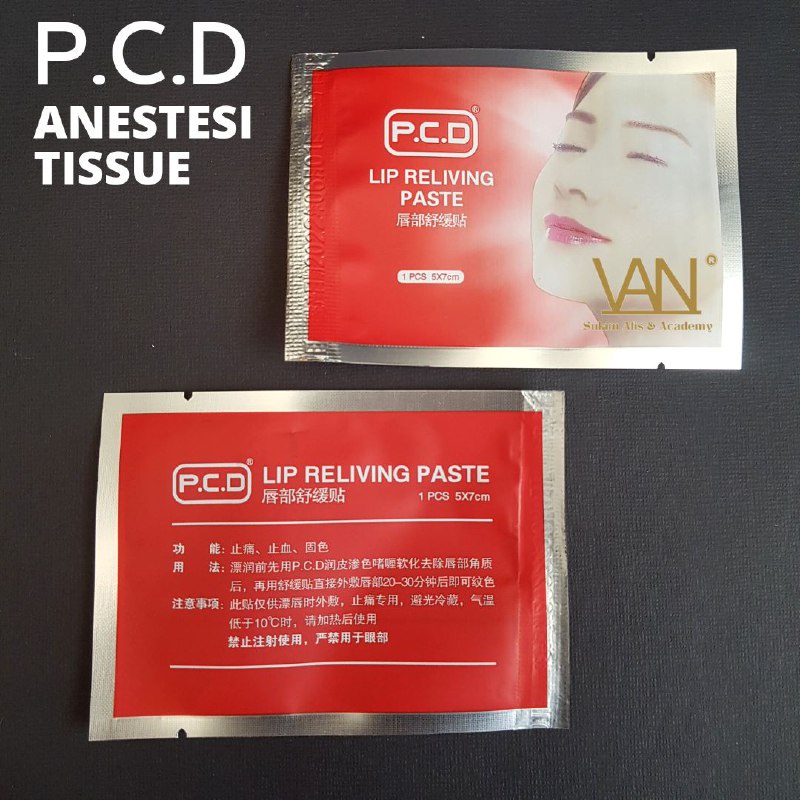 PCD ANASTESI TISSUE LIP RELIEVING PASTER / ANESTESI BIBIR TISSUE PCD (SATUAN)