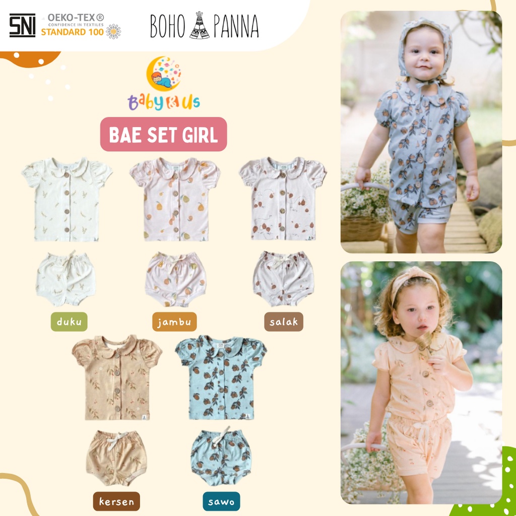 Bohopanna Bae Set Girl - Setelan Atasan Bawahan Anak Perempuan 0-6, 6-12 bulan, 1, 2 tahun Boho Baby Bohobaby