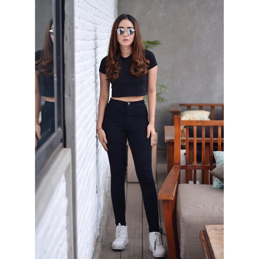 HOPYLOVY - Celana Jeans Wanita HIGHWAIST HW PREMIUM