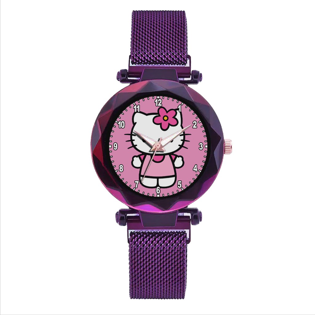 Jam Tangan Wanita Custom - HELLO KITTY Free Box &amp; Batre Cadangan