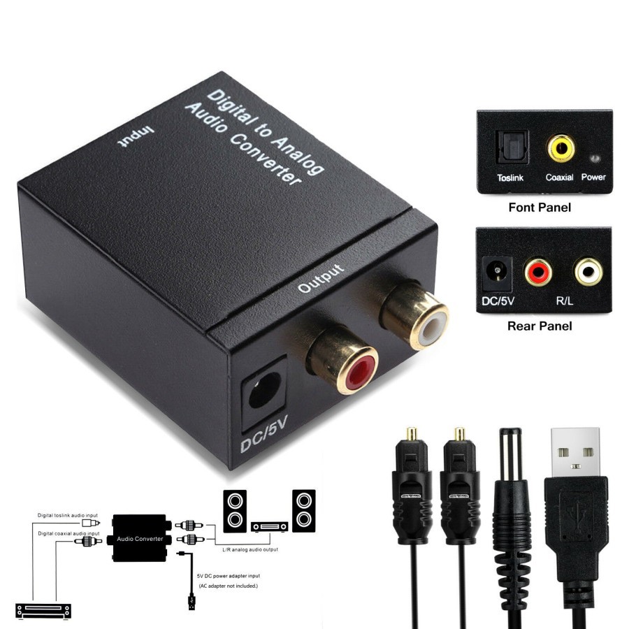 Modul Converter Audio Optical Toslink Coaxial Digital to Analog RCA