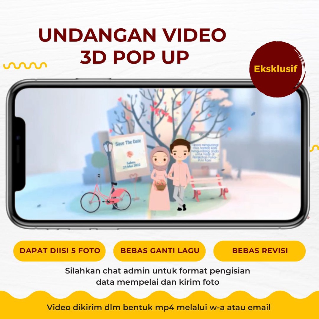 Undangan Digital Video Pop 3D Versi Syar'i